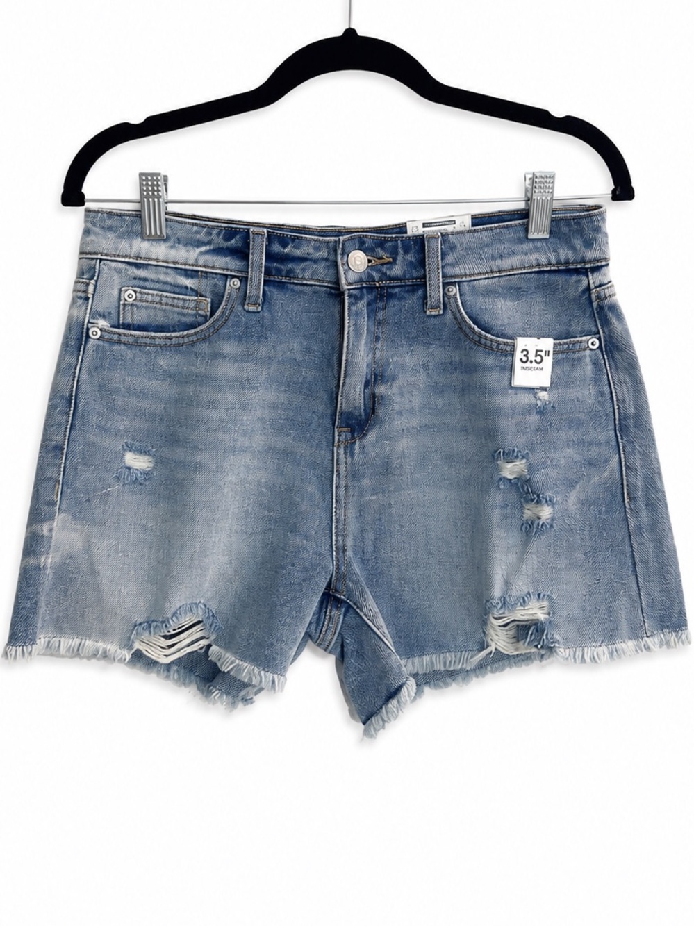 NWT Time and Tru High Rise Distressed Denim Shorts Light Wash Size 4